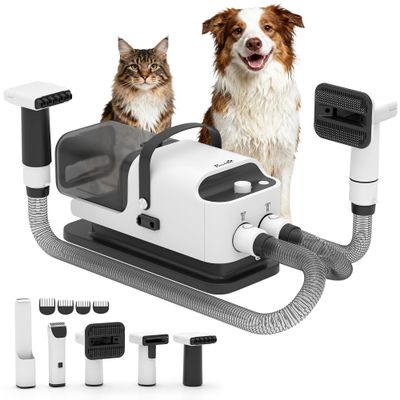 PawHut Quiet Dog Grooming Clipper with Vacuum, White