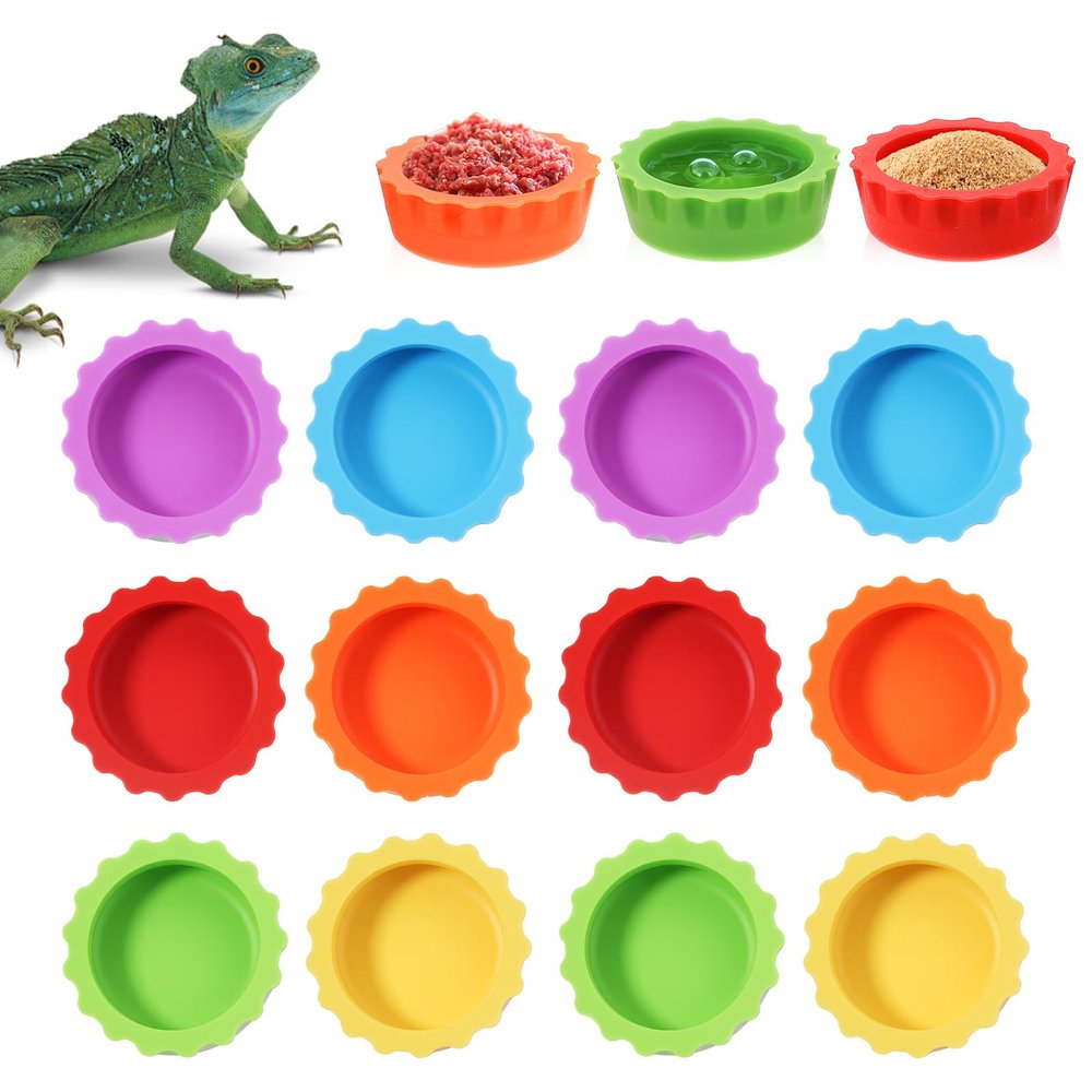 12 Pack Silicone Gecko Water Bowls