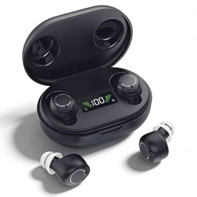 Rechargeable Sound Amplifier for Seniors & Adults, Digital Audio Device with 3.2 g Lightweight In-Ear Earpiece, Power-On Anti-Feedback, Touch Control & LED Charging Case, Black