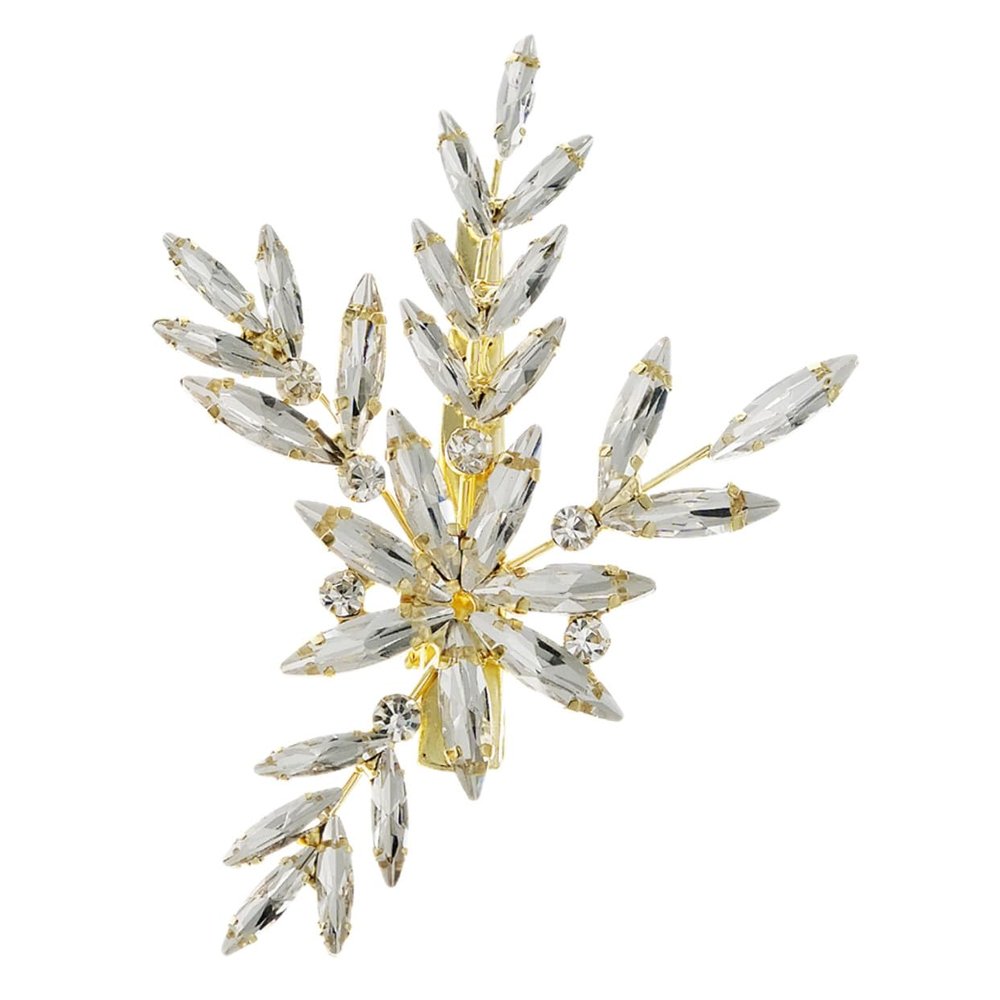 Beavorty Rhinestone Hair Barrette for Women, Wedding Hair Clip with Plastic Pearls and Alloy