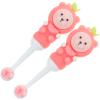 Operitacx 2-Pack Bear-Shaped Children's Toothbrushes, Soft Bristles, Ergonomic, Ages 0–9, BPA-Free, Pink view 1