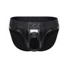 SUKREW Men's Wet Look U-Style Brief, Black, Size L view 1