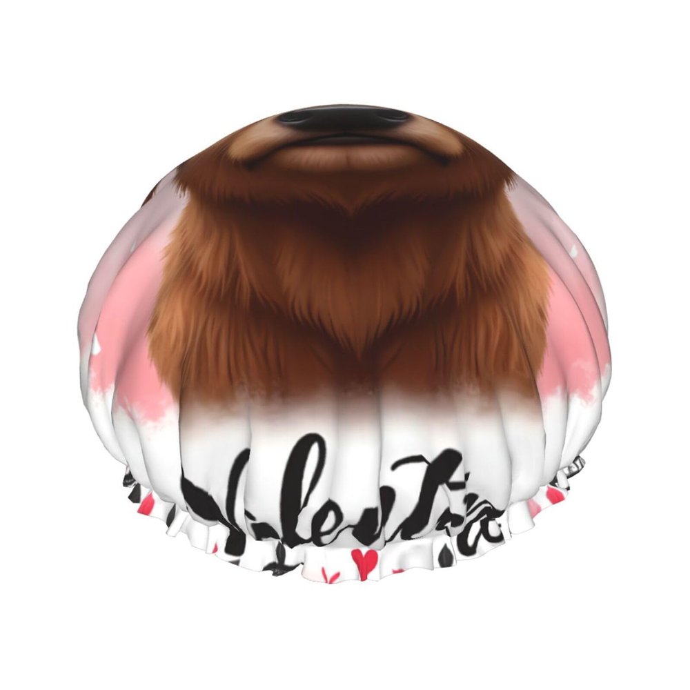 Cute Bull Valentine Waterproof Reusable Shower Cap for Women