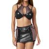 Women's Black PU Leather 2-Piece Crop Top and Pencil Skirt Set view 1