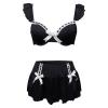 Women's Black PU Leather Halter Crop Top and Pencil Skirt Lingerie Set view 4