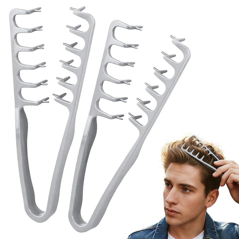 2-Pack Texturizing Combs, Wide-Tooth Styling Combs, Gray