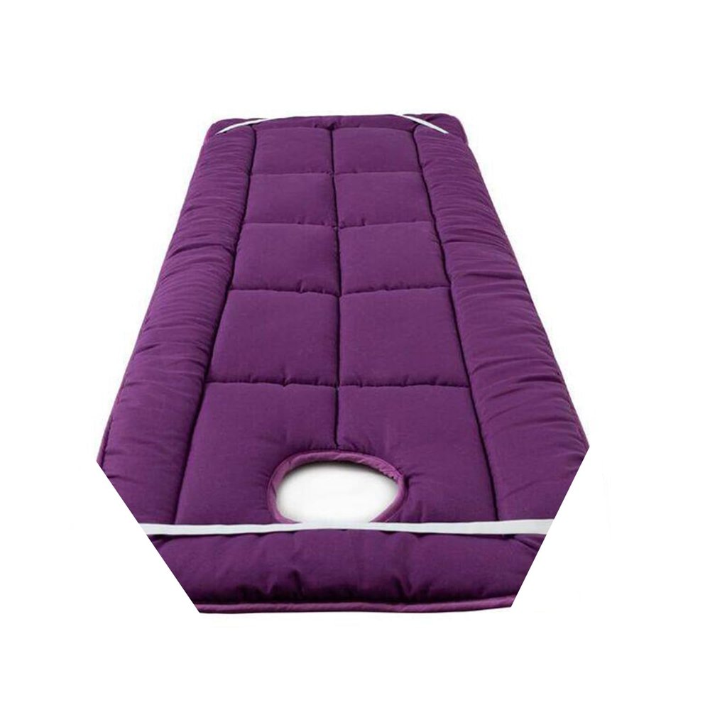 LDLCYCN Purple (T), 180 × 60 cm Thickened Massage Table Pad with Face Hole and Elastic Non-Slip Band