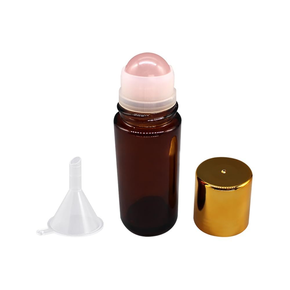 FSSTUD 50 mL Empty Amber Glass Roller Bottle with Stone Roller Ball