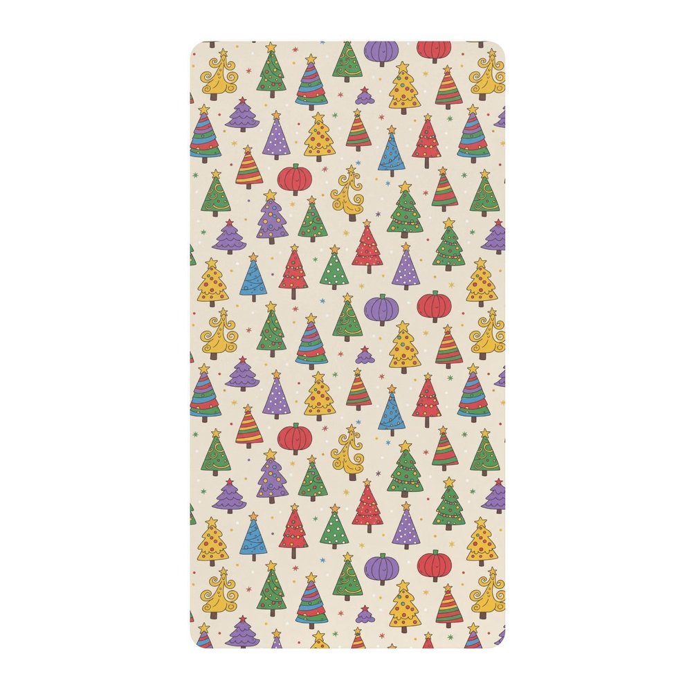 Cotton Baby Playard Sheet, “Christmas Trees” Pattern, Beige (Keyword), 1-Piece