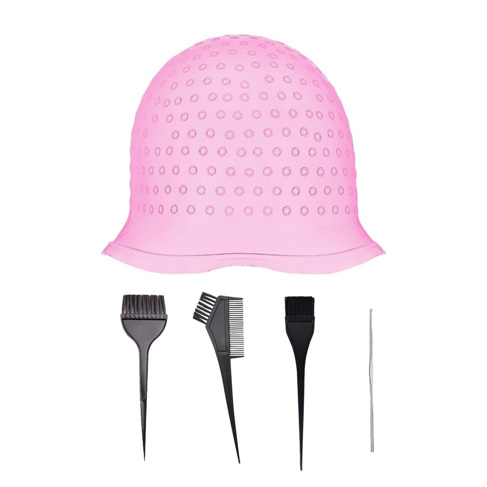 Silicone Highlighting Cap Set with Needle and 3 Coloring Brushes