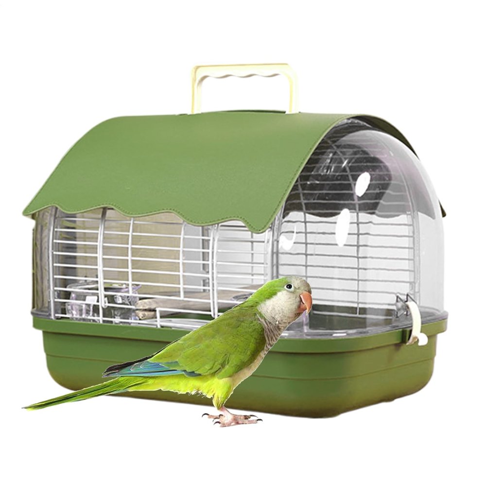 Bird Travel Cage, Sun-Protected Transparent Carrier with Handle