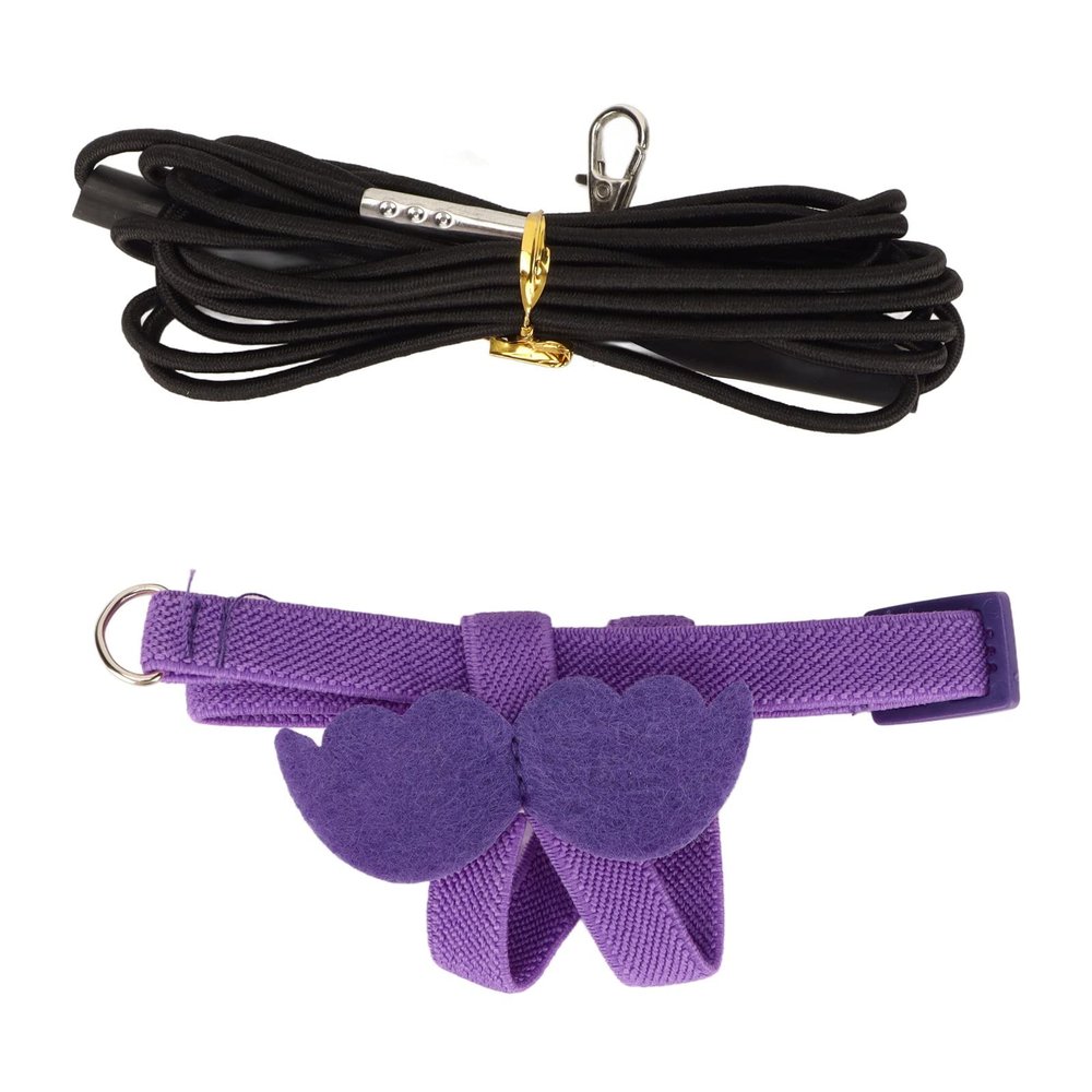 HEEPDD Bird Harness, Adjustable Nylon Flight Harness for Parrots, Pigeons, with Leash, for Outdoor Use (Purple)