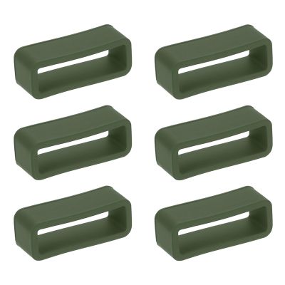 QUARKZMAN 6-Pack 26 mm Silicone Watch Band Keepers, Replacement Strap Loops, Military Green