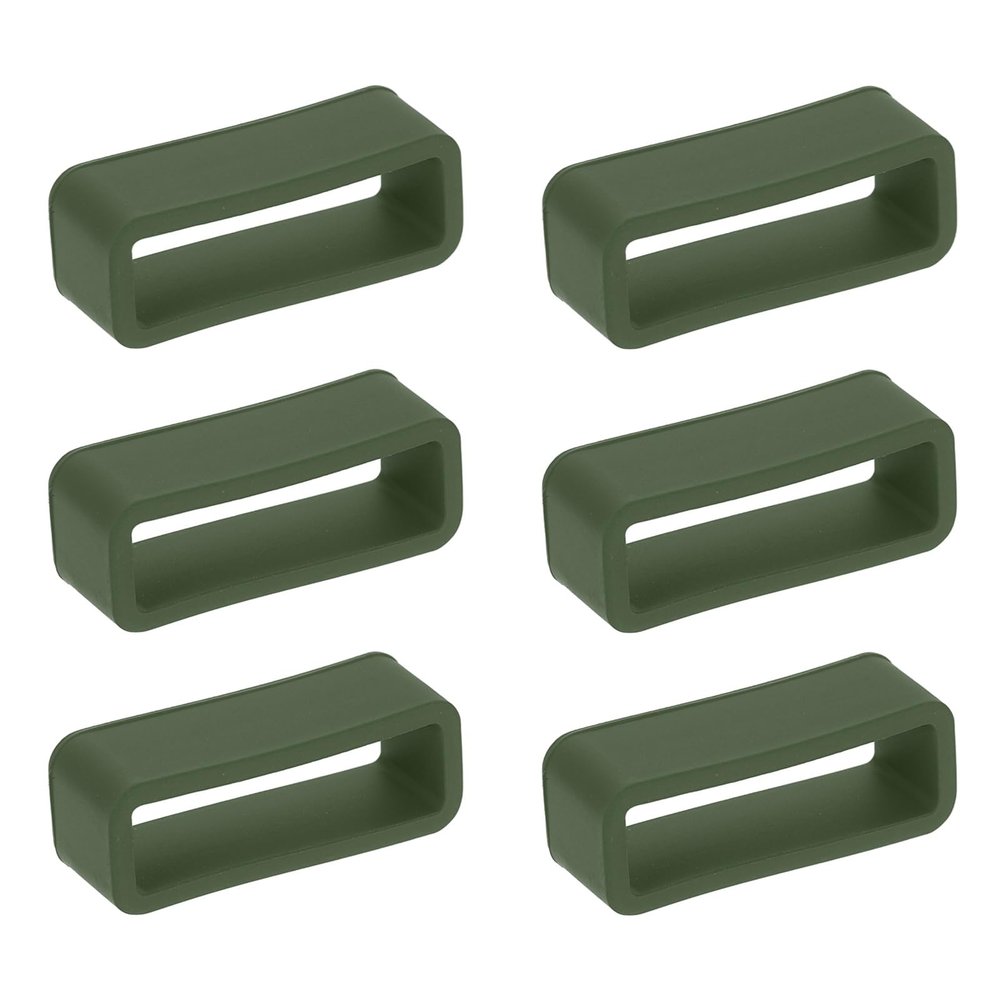 QUARKZMAN 6-Pack 26 mm Silicone Watch Band Keepers, Replacement Strap Loops, Military Green
