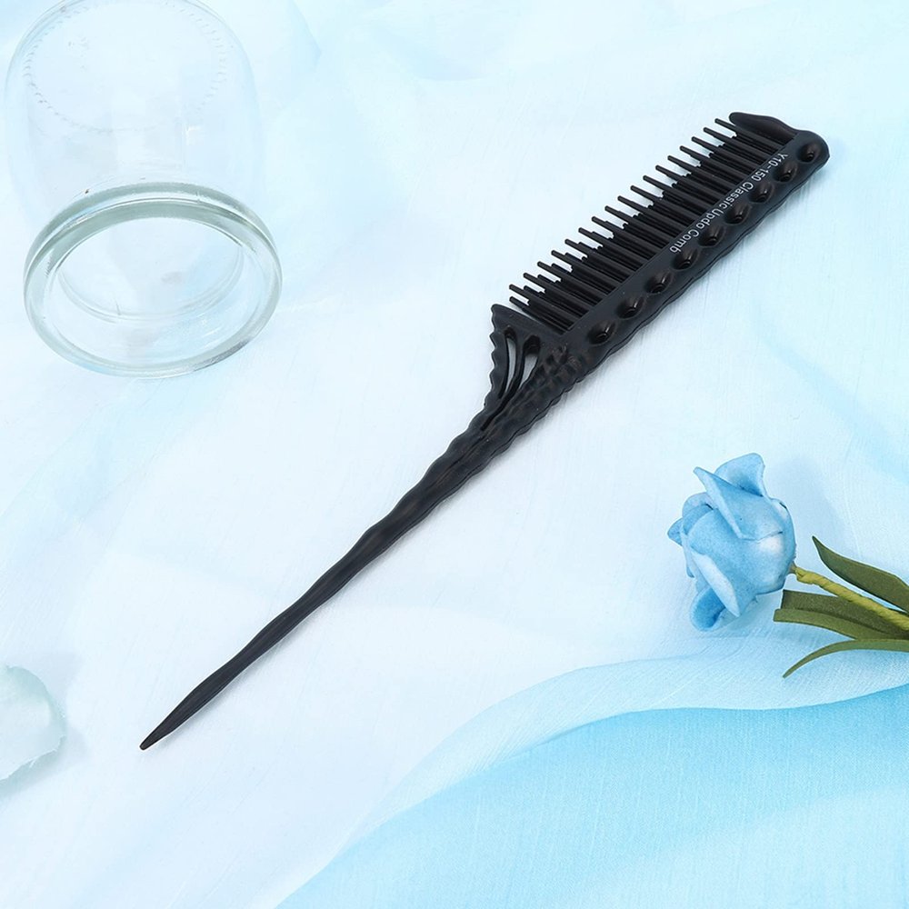 Tnfeeon 3-Row Teasing Comb, Lightweight ABS Hair Styling Tool for Women, Black