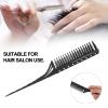 Tnfeeon 3-Row Teasing Comb, Lightweight ABS Hair Styling Tool for Women, Black view 3
