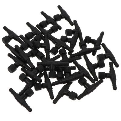 Abaodam 30-Piece Aquarium T-Shaped Air Valves, 4 mm Plastic Airflow Regulators