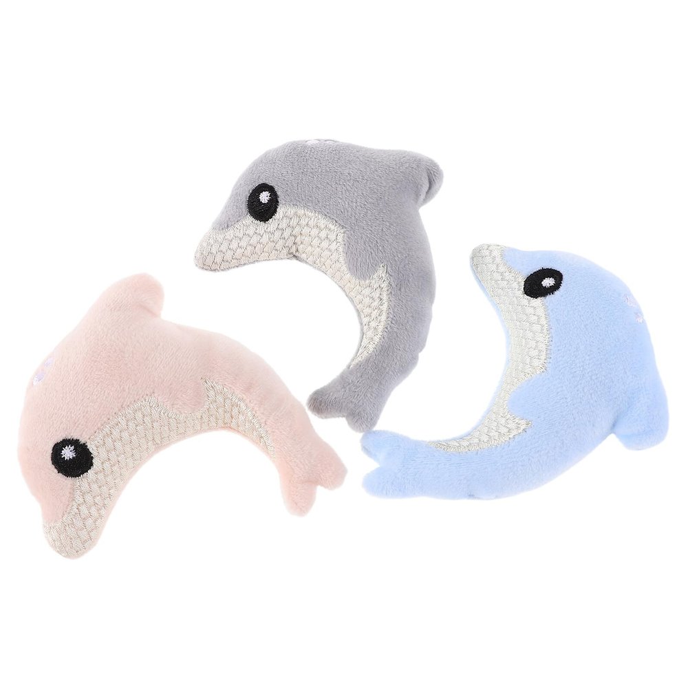VICASKY 3-Piece Interactive Plush Dolphin Cat Toy