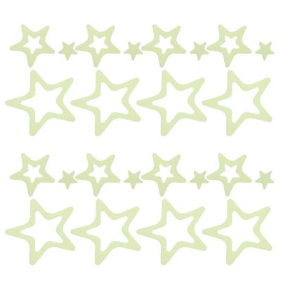 Set of Green Bathtub Stickers with Five-Pointed Stars, 24 Pieces