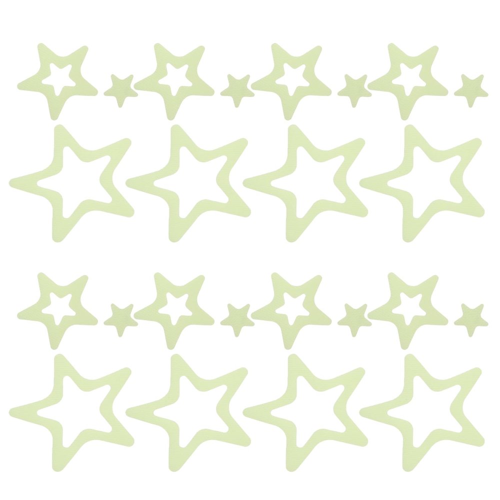 Set of Green Bathtub Stickers with Five-Pointed Stars, 24 Pieces