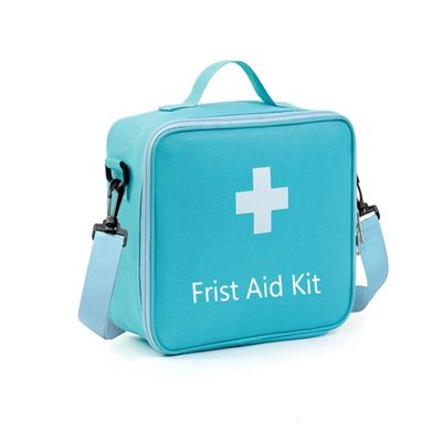 Large Waterproof Medicine Bag, Empty First Aid Storage Case, Light Blue