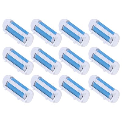 Pedicure Replacement Rollers, 12-Pack, Curved Foot File Heads, Blue