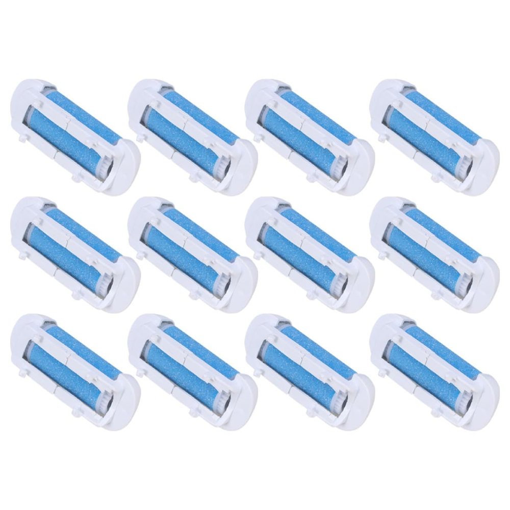 Pedicure Replacement Rollers, 12-Pack, Curved Foot File Heads, Blue