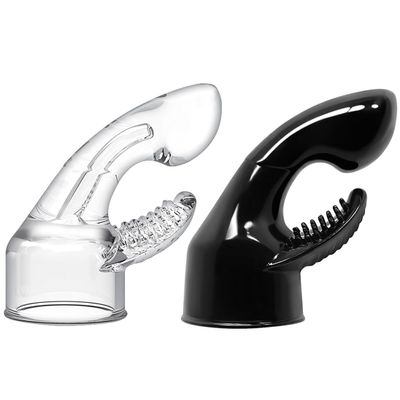 2-Piece Silicone Attachment Set, Black & Clear, for Massage Wands