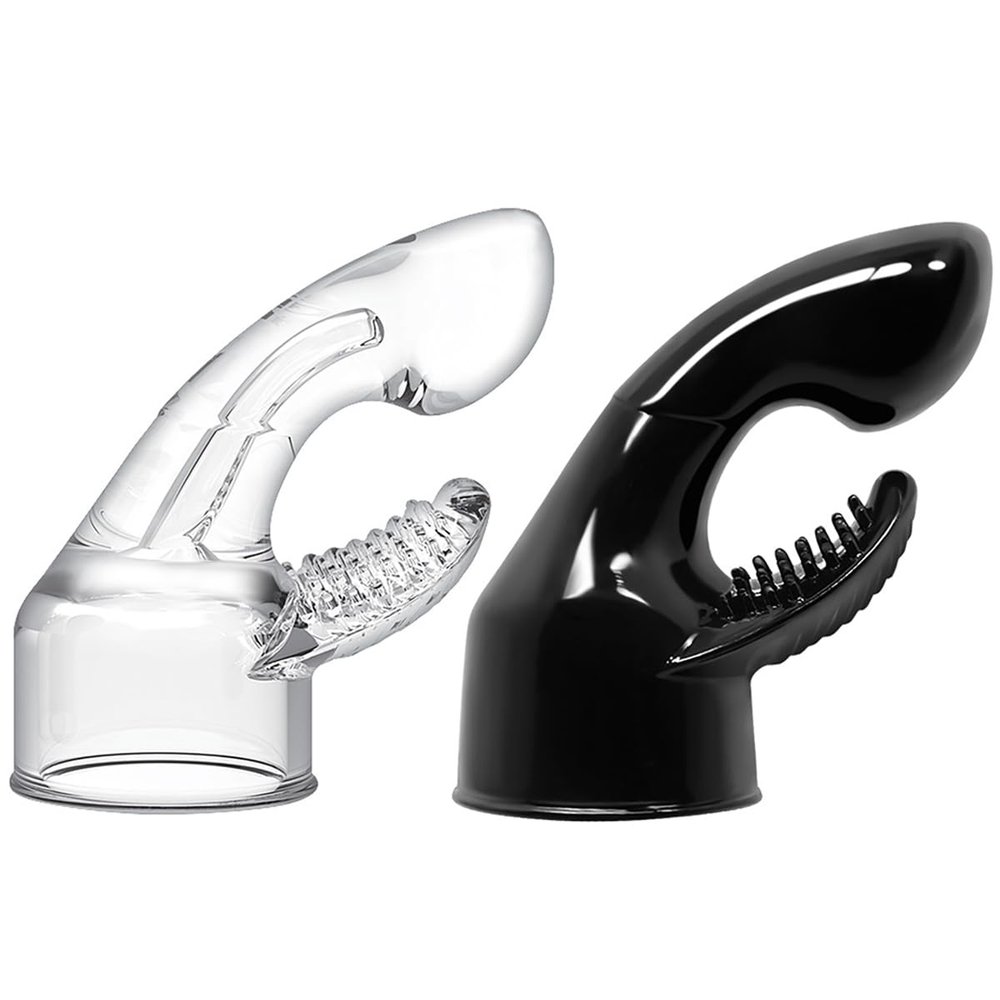 2-Piece Silicone Attachment Set, Black & Clear, for Massage Wands