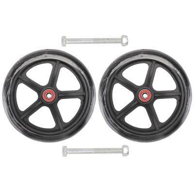 NUSITOU 2-Pack 7-Inch Solid Rubber Front Wheels for Wheelchairs, Black, with Bearings
