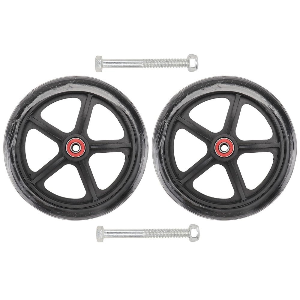 NUSITOU 2-Pack 7-Inch Solid Rubber Front Wheels for Wheelchairs, Black, with Bearings
