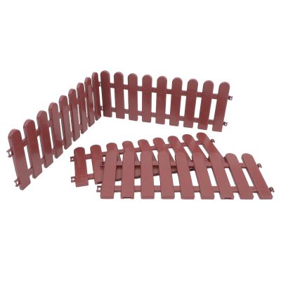 BATHVEVE 4-Piece PVC Lawn Fence for Pets and Turtles, Modular DIY Design, Coffee