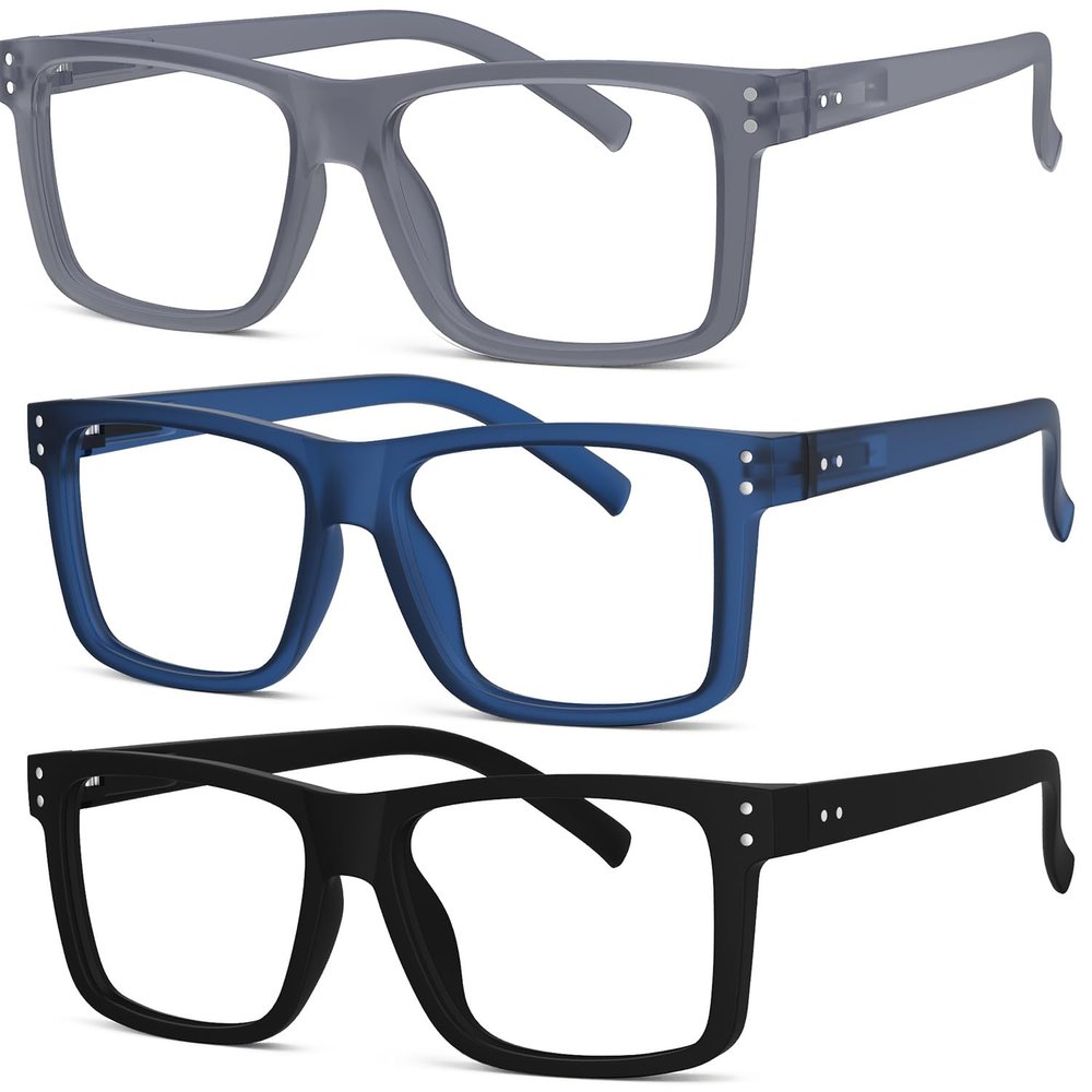 Eyekepper 3-Pack Oversized Reading Glasses, Square Frames, +2.25