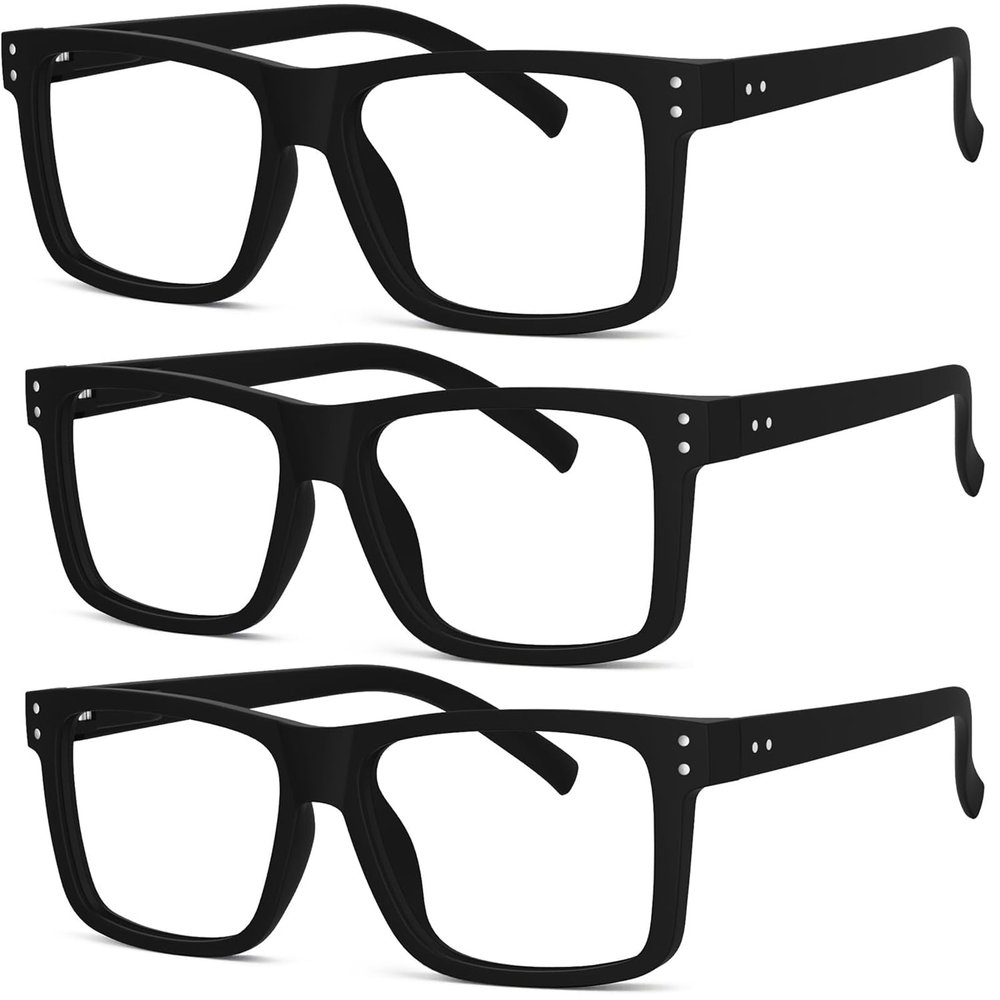 Eyekepper 3-Pack Oversized Reading Glasses, Square Frame for Men and Women - Black +2.75