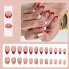 Ceboic 24-Piece Medium Almond Press-On Nails, Red with White Dots and Pink French Tips view 2