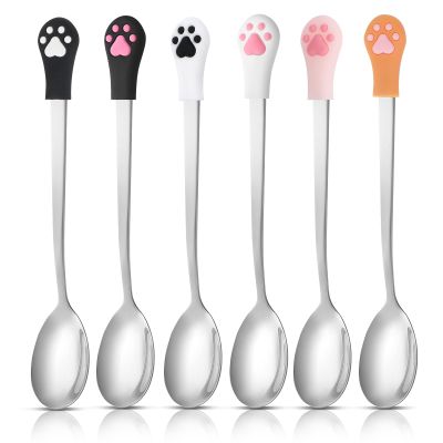 6-Piece Stainless Steel Cat Food Spoon Set for Dogs and Cats