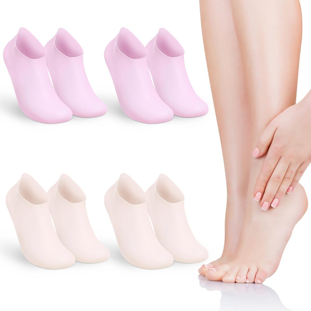 Garneck 4-Pair Silicone Moisturizing Socks for Women