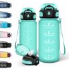 Motswedi 0.5 L Water Bottle, Carbonated-Drink Compatible, with Straw, Leakproof Lock, Time Markers, Blue & Green view 1
