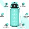 Motswedi 0.5 L Water Bottle, Carbonated-Drink Compatible, with Straw, Leakproof Lock, Time Markers, Blue & Green view 2