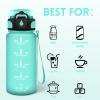 Motswedi 0.5 L Water Bottle, Carbonated-Drink Compatible, with Straw, Leakproof Lock, Time Markers, Blue & Green view 4