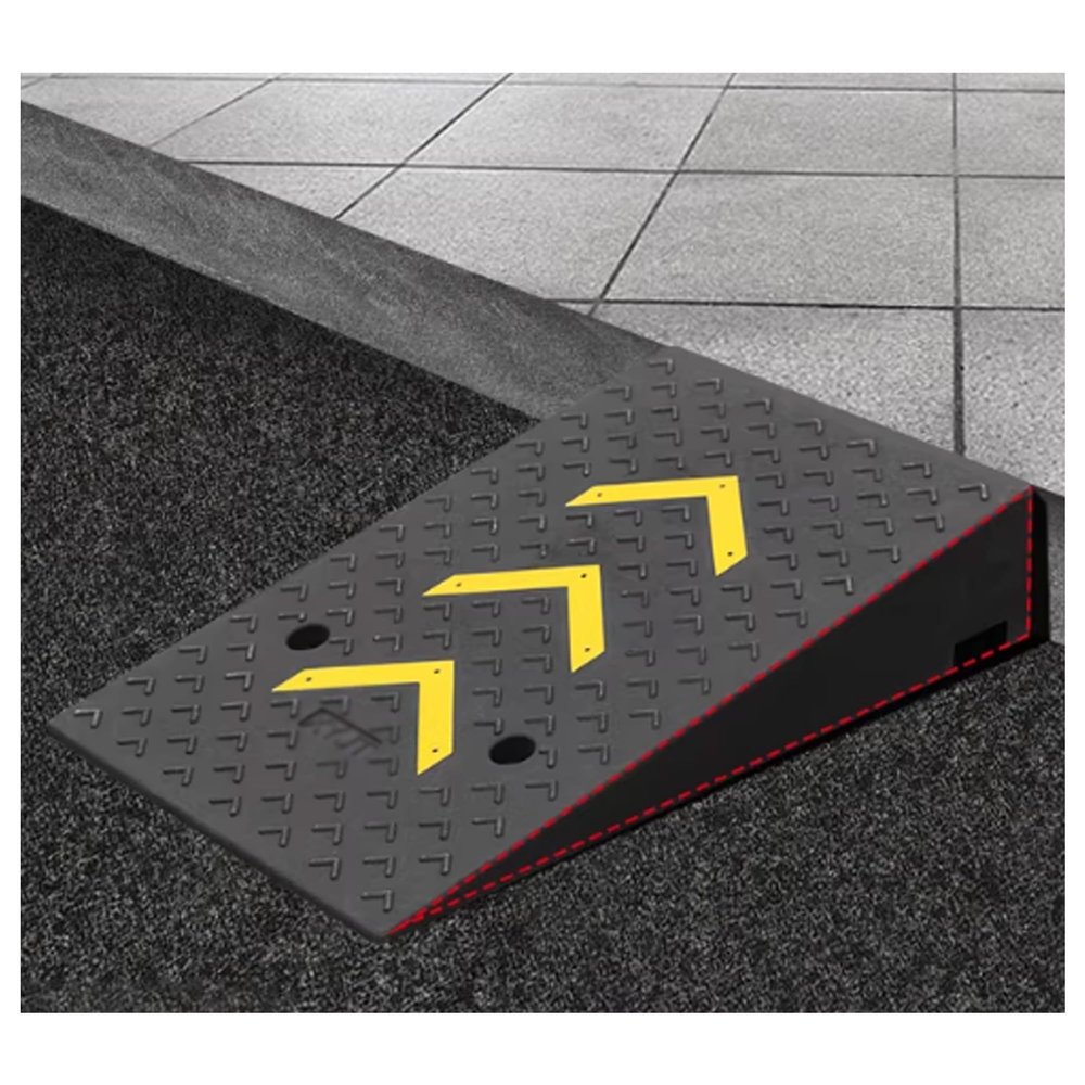 Heavy-Duty Rubber Driveway Ramp, Curb and Threshold Ramp for Cars and Wheelchairs (50 x 80 x 13 cm)
