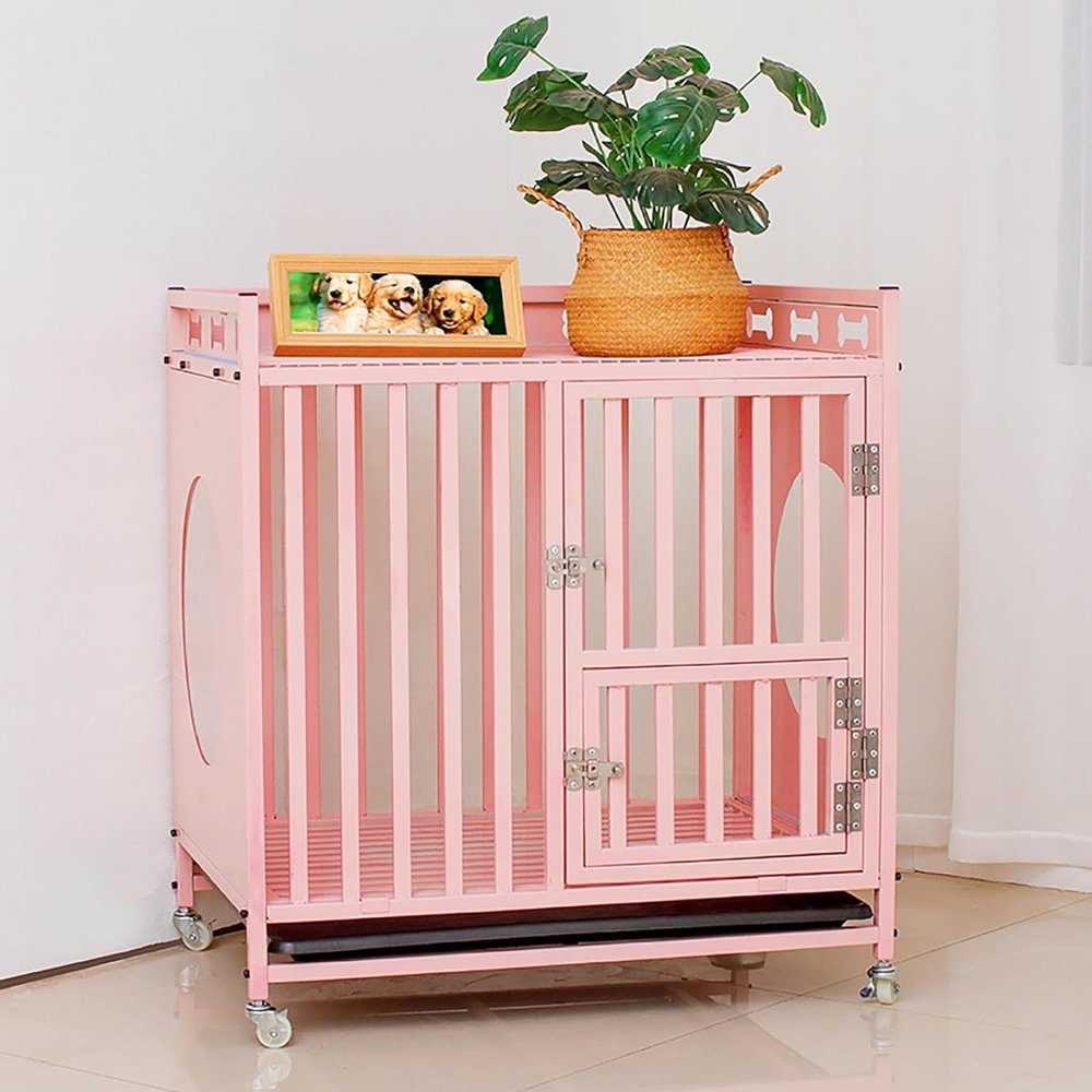 GJGHKLHL Furniture-Style Dog Crate with Wheels, End Table, Indoor Dog House, 110 cm