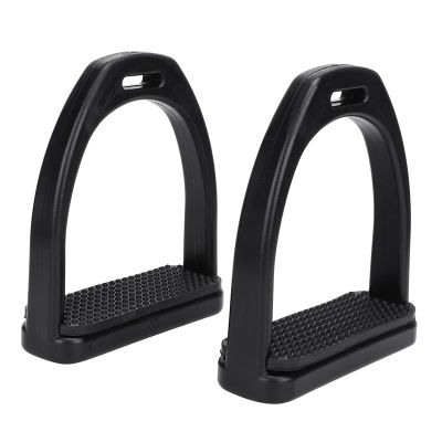 Xiuganpo Heavy-Duty Plastic Horse Stirrups, Black, Non-Slip Pads, 2 pcs (L)