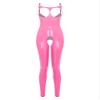 Freebily Women's Wetlook Catsuit Open Bust and Crotch Pink 3XL view 1