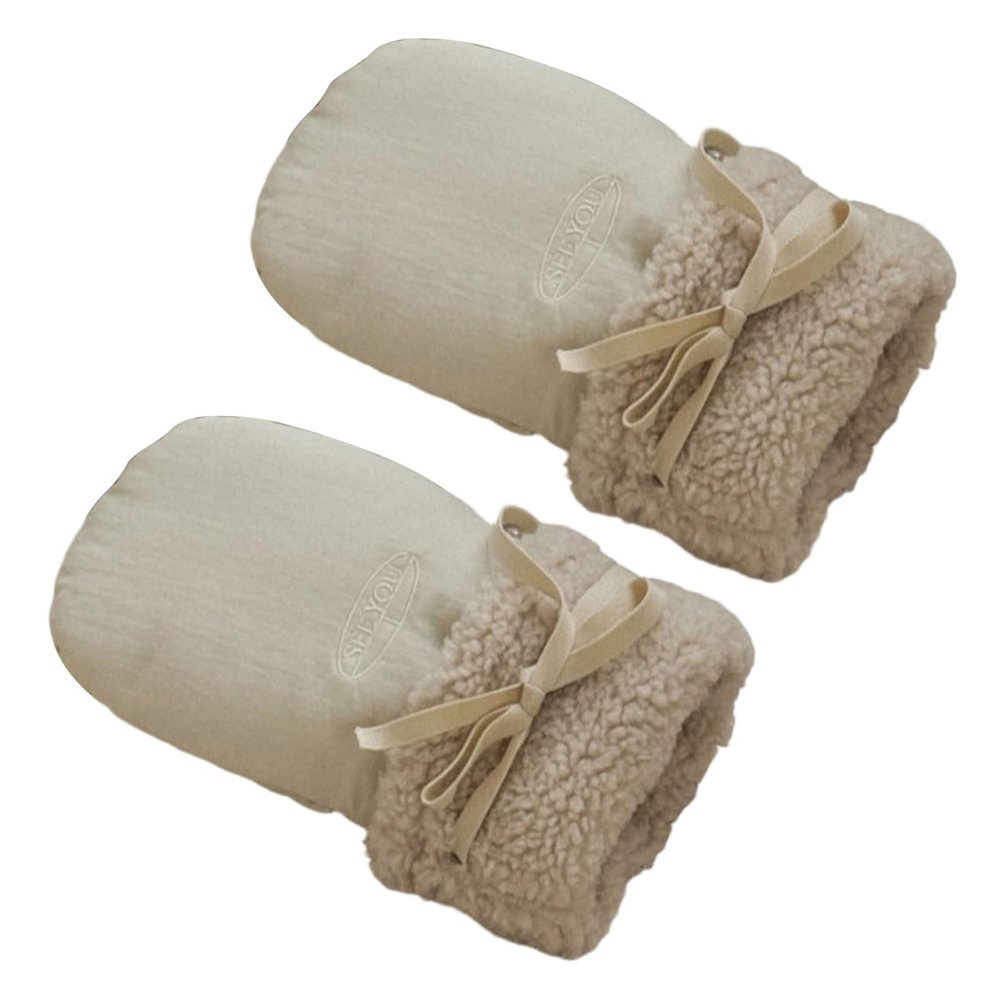 Pair of Fleece-Lined Windproof Stroller Mittens with Stylish Bows