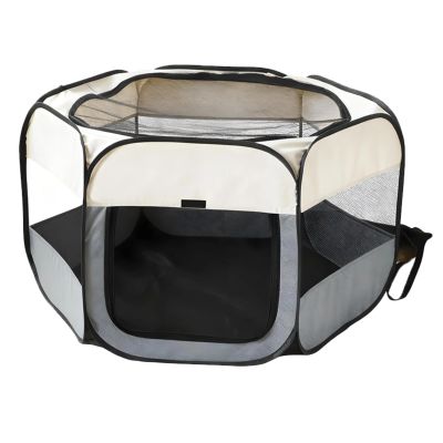 yeeplant Portable Pet Playpen, 72 cm, Foldable, with Breathable Mesh, Easy to Clean, for Small to Medium Dogs, Beige