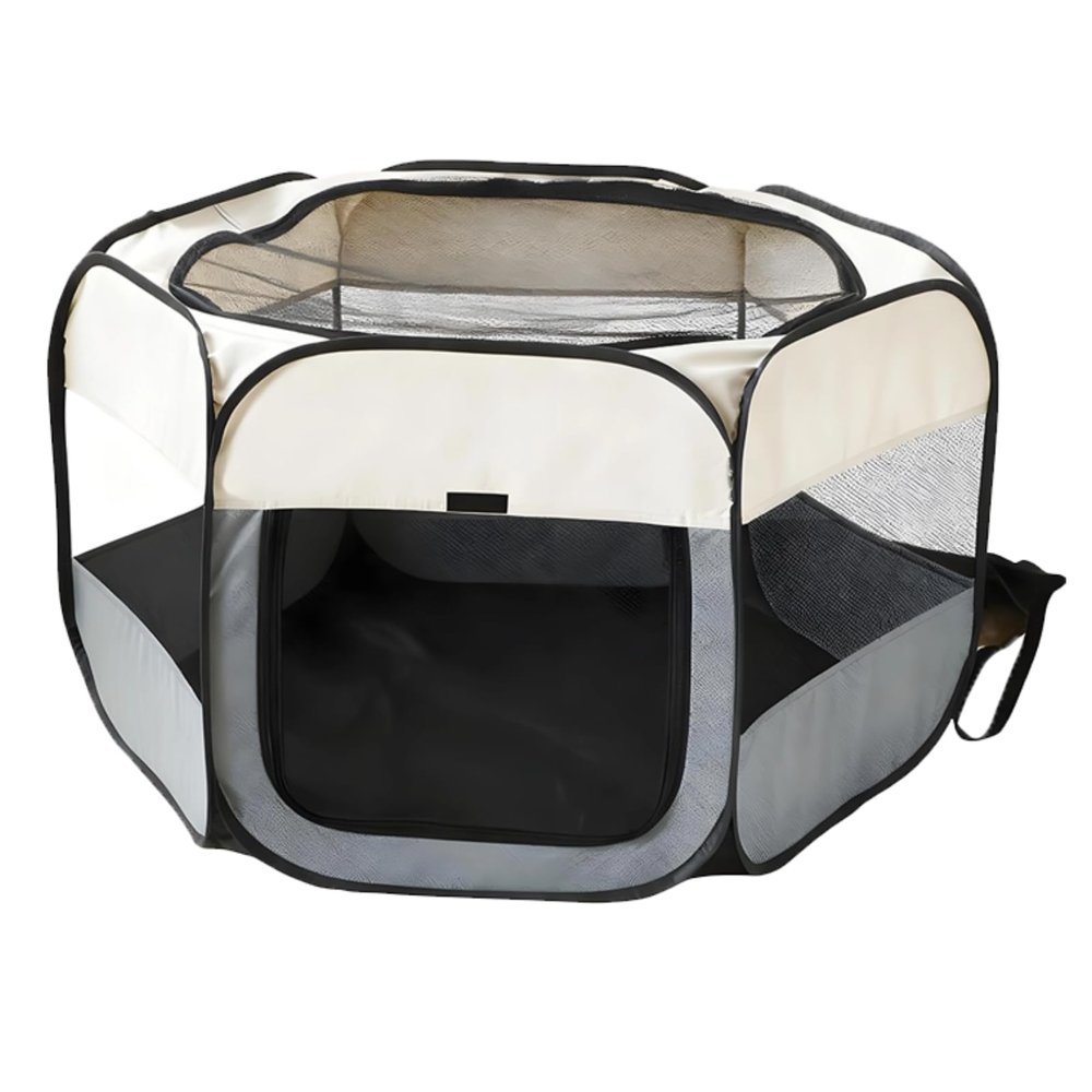 yeeplant Portable Pet Playpen, 72 cm, Foldable, with Breathable Mesh, Easy to Clean, for Small to Medium Dogs, Beige