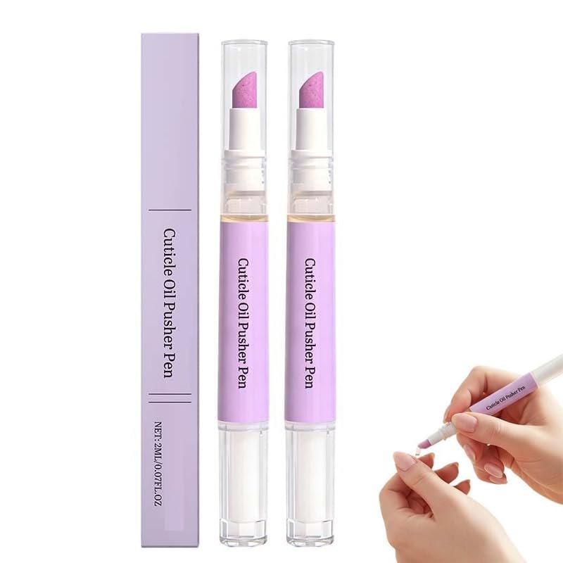 Cuticle Pusher Oil Pen, Scented Cuticle Remover Nail Pen for Women, Moisturizes and Strengthens Dry Cuticles (2 pcs)