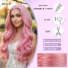 13x6 Lace Front Wig, 26-Inch Long Wavy Synthetic Pink Hair view 2