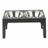 Elevated Dog Bowl Stand, 4-Height Adjustable Feeding Station with 2 Stainless Steel Bowls, Non-Slip and Easy to Clean, Black view 1